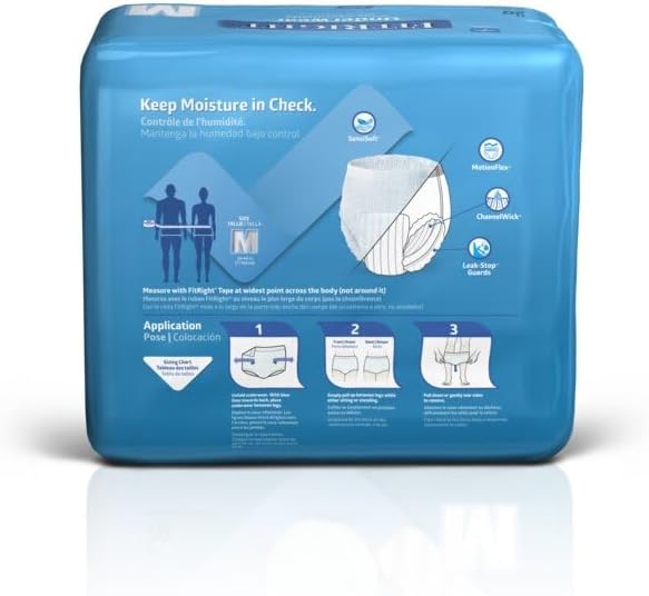FitRight Ultra Unisex Adult Protective Underwear, Medium Size for Waist 28-40 Inches, Heavy Absorbency, Dependable Incontinence Protection, 80 Count (4 Packs of 20)