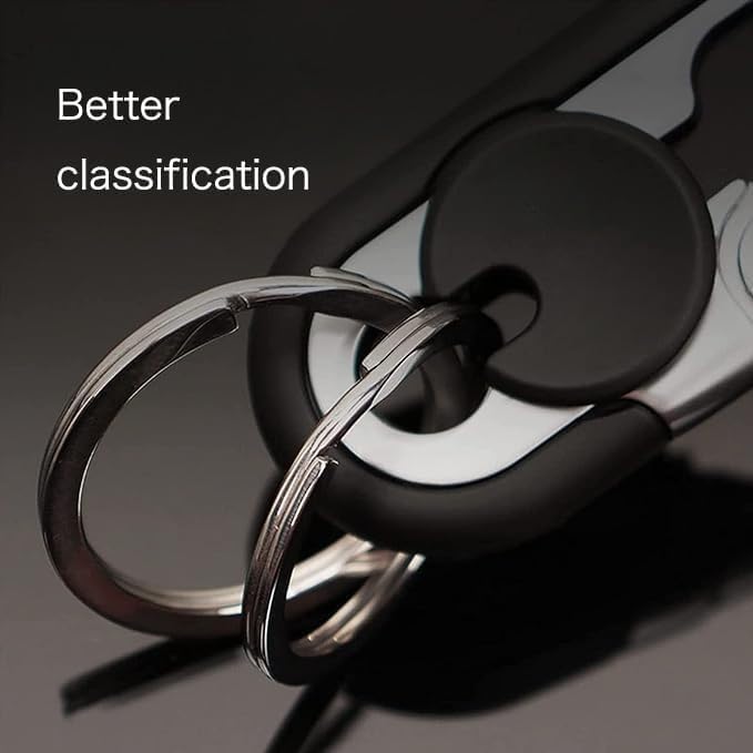 CHRIS GOOD Men's Car Key Chain 3pcs, Personalized Creative Stainless Steel Car Keychain for Men Black