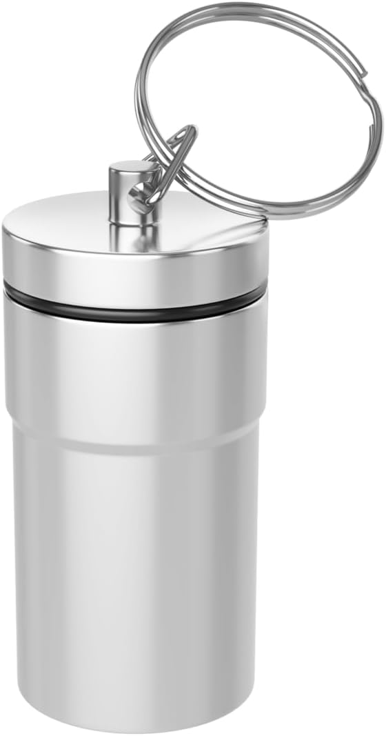 EZY DOSE Keychain Pill Case, Medicine Planner, Vitamin Organizer Box, Daily Planner, Safe for Money & Travel Items, Stainless Steel, Small, Color May Vary, BPA Free | Stores Daily Medication or Valuables Securely, Durable Stainless with Twist Closure, ...