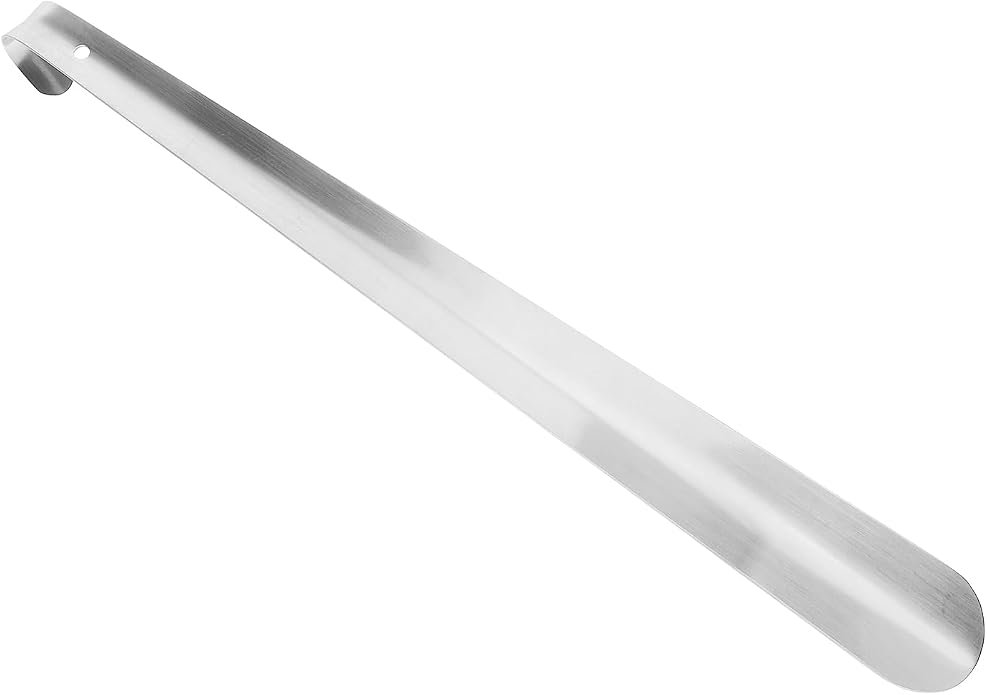 Beavorty Long Handled Shoe Horn for Seniors 11.81 Inch Stainless Steel Shoe Wearing Aid Lightweight Ergonomic Handle for Boots Sneakers Everyday Use