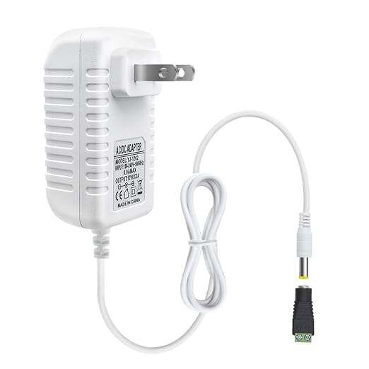 12V Power Supply, 12 Volt 2A 24W DC Power Supply, White LED Power Adapter, AC 110V to 12V Wall Mounted Transformer Plug for LED Strip Lights with 5.5/2.1 DC Female Connector
