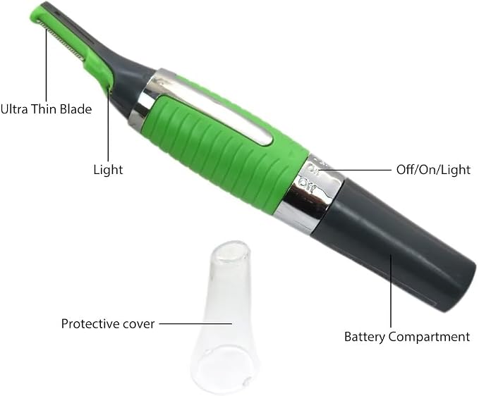 Men Nose Ear Face Neck Eyebrow Hair Mustache Beard Trimmer Shaver Clipper PE-Green