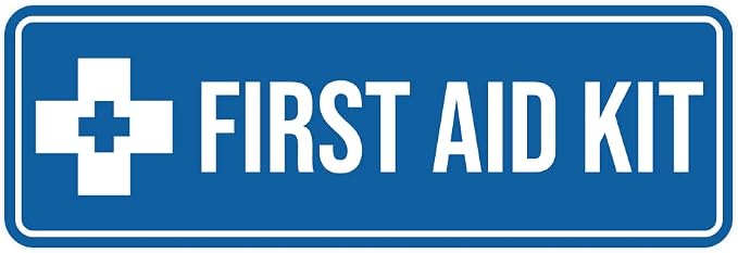 Standard First Aid Kit Sign (Blue) - Small (10 Pack)