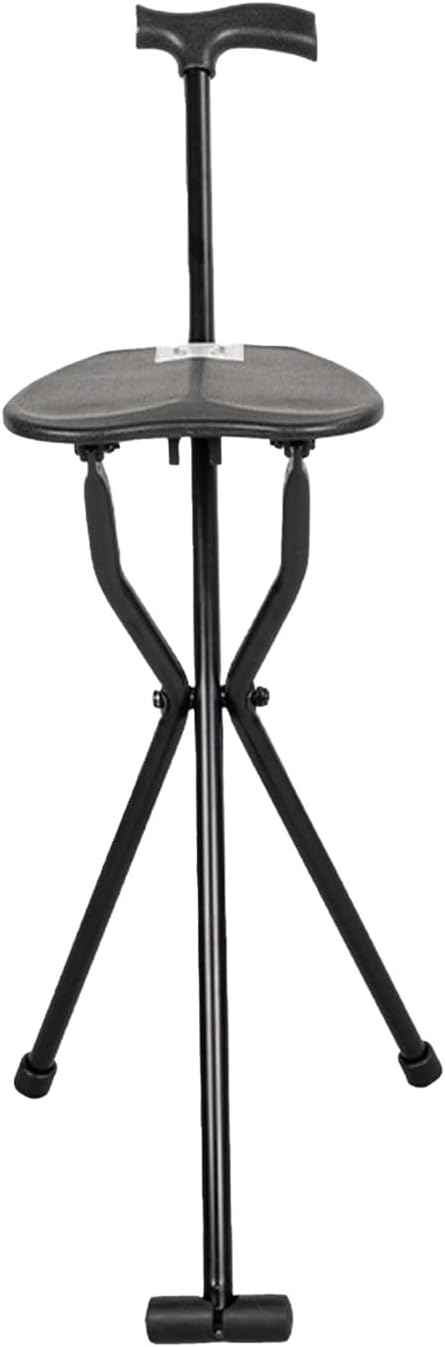 Capacity Folding Crutch Stool with Seat, Lightweight Aluminum Walking Stick Chair for Seniors & Elderly, Portable Mobility Cane, Ideal for Camping Hiking Travel Outdoor Activities