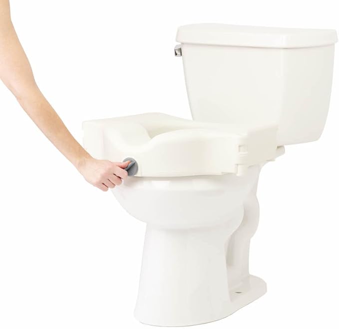 Medline Bariatric Raised Toilet Seat, Locking, 3.5 Inch, 600 lb Weight Capacity, Retail Packaging - Comfortable & Secure Solution for Heavy Individuals