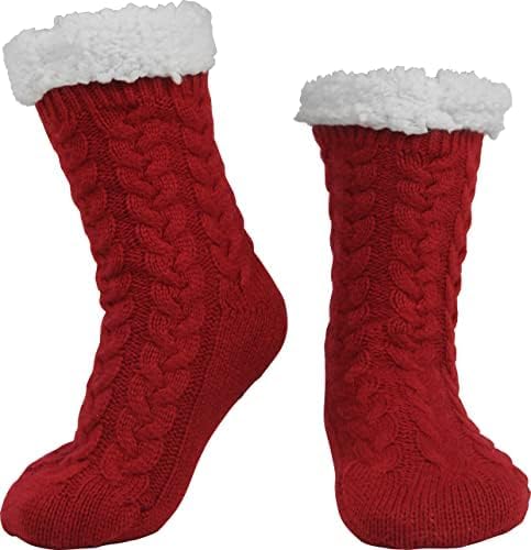 BenSorts Women Winter Thick Slipper Socks with Grippers Non Slip Warm Fuzzy Socks Christmas Gifts