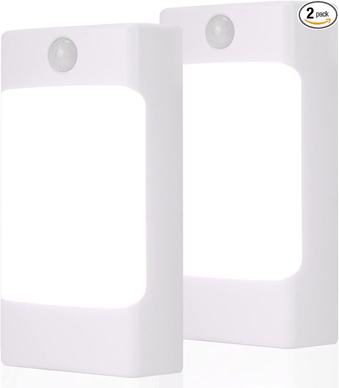 4-in-1 LED Night Light Emergency Backup Light, Motion Sensor, Dusk-to-Dawn Sensor, Rechargeable Battery Operated 5000K Daylight White, LED Flash Light for Home, Power Failure, Hurricane, 2Pack