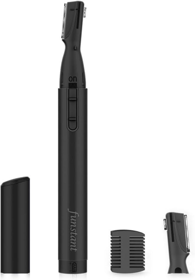 Upgraded Eyebrow Trimmer for Men, Precision Detailer Battery-Operated Eyebrow Razor and Shaper, Electric Facial Hair Trimmer with Comb, Dual-Blade Grooming Tool, No Pulling Sensation