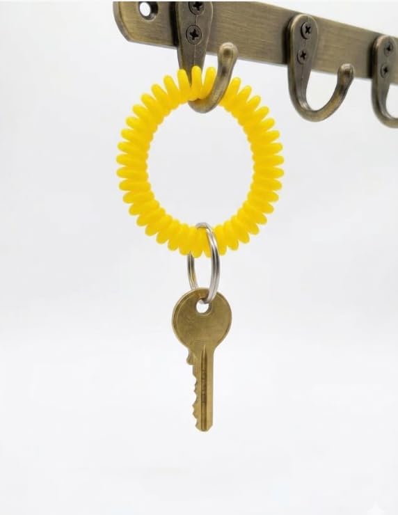9pcs Black Wrist Coil Keychain key ring bracelet wrist key holder stretchy | Key Chain Holder Outdoor Sports and Gym Swimming stretchy wristband key ring
