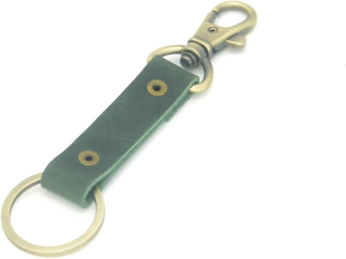 Genuine Leather Keychain Walnut Leather Key Holder Mens Belt Key Chain Ring Fob