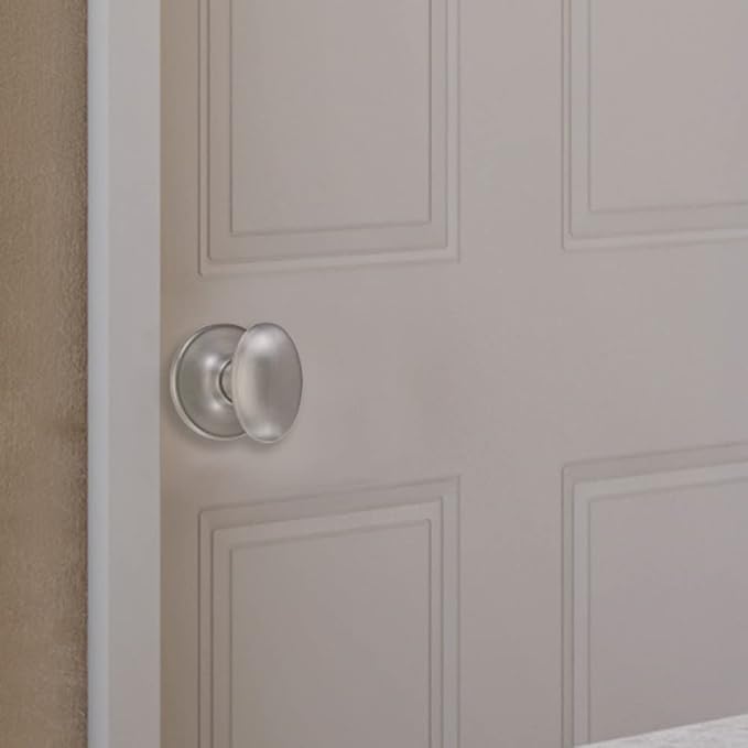 Design House 750489 Egg Passage Hall and Closet Door Knob Satin Nickel | Surface, Traditional, Brass, Hardware, 750489