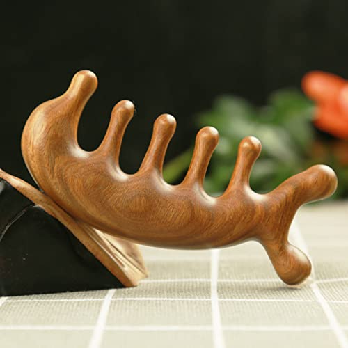Authentic Green Sandalwood Comb Gua Sha Scraping Scalp Massager Head Head, Neck, Hands and Legs (B)