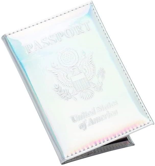 Chrome Passport Cover Vaccine Card Holder Combo, Passport Holder with Vaccine Card Slot (Silver)