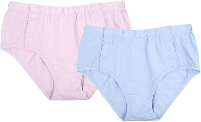 Comfortable Adaptive Underwear - Hospital-Ready Undergarments for Elderly Women with Easy Closure and Elastic Design, Ideal for Post-Surgery and Incontinence Care (Pink+Blue, Small)