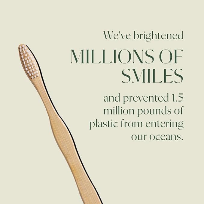 Biodegradable and Eco-Friendly Bamboo Toothbrush 12-Pack - BPA Free Soft Bristle - Dentist-Approved and All-Natural with "Hello Handsome" Etched on Handles by Plus Ultra