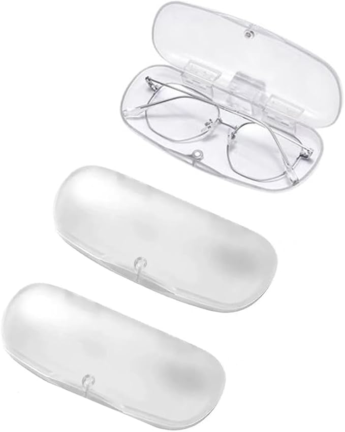3 PCS Hard Shell Portable Glasses Cases, Frosted Translucent Protective Case for Glasses, Eyeglass Holder Box