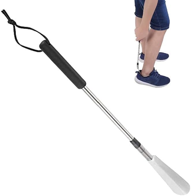 Aid shoehorn Telescopic, Shoe Horn Long Handle Spring Shoe Horn Shoe Accessory Stainless Steel Shoe Lifter for Elderly People,Pregnant woman and Move Inconvenient person