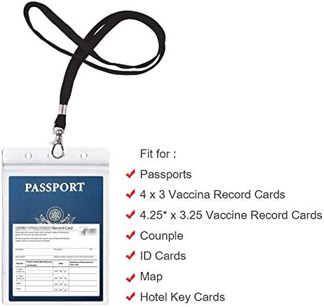 5Pack Extra Large ID Badge Holder for Passport with Lanyards,4x6 Inch Fill for Passports,Cash, Credit Card,etc.by CypesCrafts(5Pack Black Lanyards)