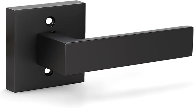 KNOBWELL 1 Pack Single Sided Heavy Duty Dummy Lever Set for Interior Door, Heavy Duty Dummy Handle, Matte Black Finish, Leversets for Interior Doors