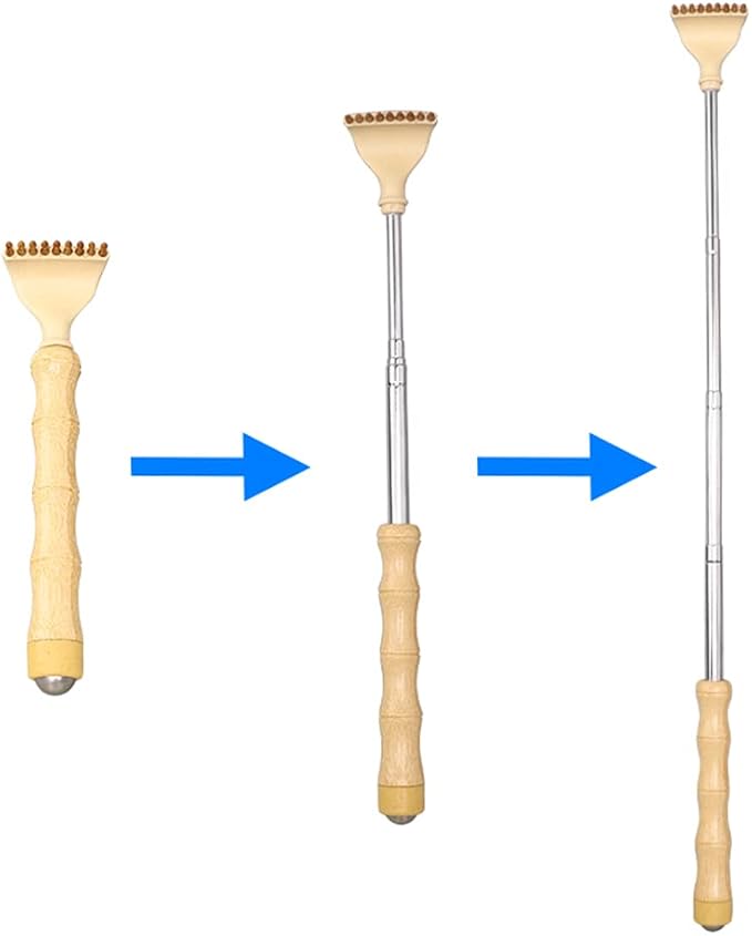 HEYSONG Bamboo Back Scratcher for Easy to Reach Itch Point Self-Therapeutic Telescoping Office Daily Body Scratcher IF0007