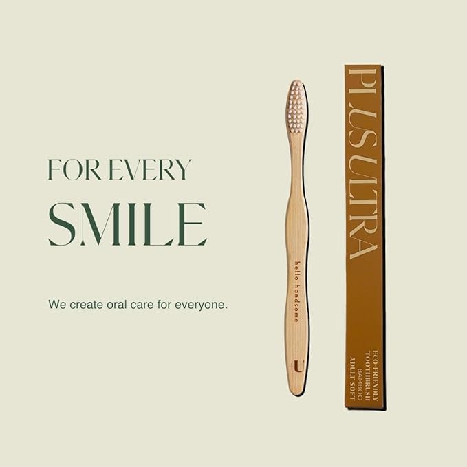 Biodegradable and Eco-Friendly Bamboo Toothbrush 12-Pack - BPA Free Soft Bristle - Dentist-Approved and All-Natural with "Hello Gorgeous" Etched on Handles by Plus Ultra