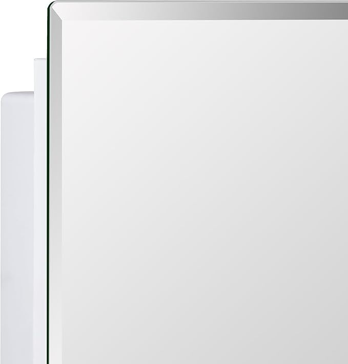 Plastic Bathroom Medicine Mirror Cabinet 16 x 22 inch, Surface and Recessed Mount, Beveled Edge Mirror