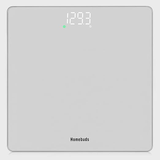 Homebuds Bathroom Scale for Body Weight, Precision 0.1lb by Our Professional Scale Factory Since 2001, Digital Weight Scale LED Display and Step-On, 3*AAA Batteries Included, 400lb/182kg, Silver