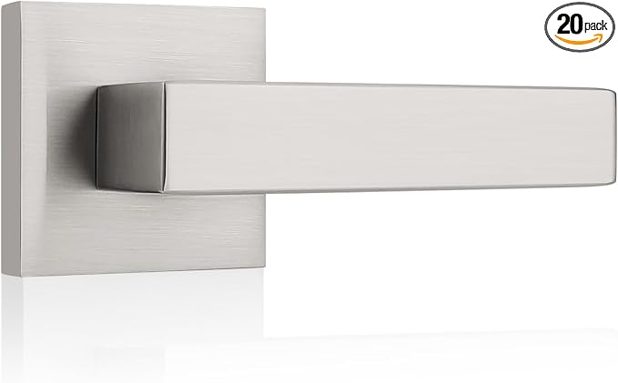 KNOBWELL 20 Pack Dummy Lever Door Handles Brushed Nickel Interior Door Knobs for Closet/Hallway Inactive Fake Door Handles(One Side)
