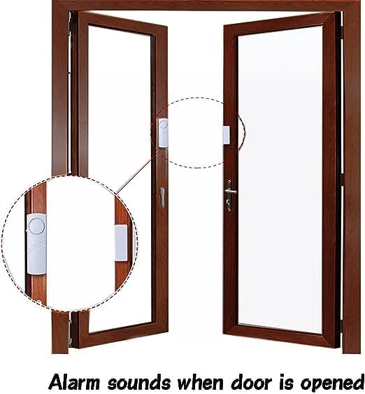4 Pack Door Window Alarm, Magnetic Burglar Alert Sensor, Loud Door Alarms for Kids Safety, DIY for Home Security, Office Protection,Shopping Store AAA Battery