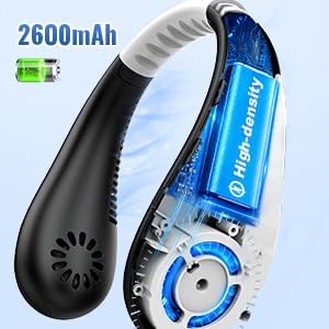Kids Neck Fan, Portable Bladeless Fans for Kid 4-14Y Girls & Boys, 2600mAh USB Personal Mini Cooling Fan for Travel/Camping/Study, 4 Speeds, Lightweight, Compact, Perfect Summer Gifts for Kids