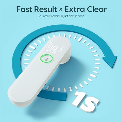Viproud Thermometer for Adults and Kids, Fast Accurate Baby Thermometer | 1 second Result, Fever Alarm, Mute Mode, Body & Object Mode, 35 Memory Recall, Baby Essentials, Lifetime Support