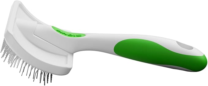 Andis 68565 Stainless-Steel Slicker Brush, Medium, Green | Curved bristles reduce shedding & promote hair growth, pet grooming brush, durable lightweight