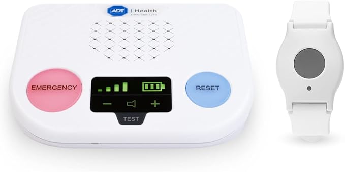 ADT Medical Alert Plus - in-Home Medical Alert System for Seniors - Cellular 4G Coverage, 600ft Pendant Range, Home Temperature Monitoring, 24/7 U.S. Based Monitoring (White Wristband)