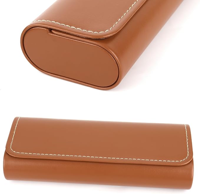 RayLove Hard Shell Glasses Case, Lightweight Leather Eyeglass Case, Travel-Friendly Sunglasses Protector for Men & Women