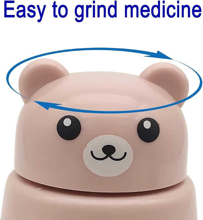 CoaGu Bear Pill Crusher for Elderly - FDA-Compliant Fine Powder, BPA-Free ABS, Easy Grip & Clean, Leakproof Portable Medicine Grinder