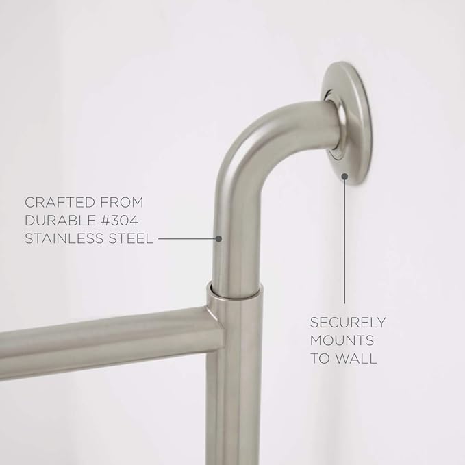 Seachrome Bathroom Grab Bar, Wall to Floor Stainless Steel Swing Away Grab Bar, 1 1/4-Inch Diameter, Handicap Grab Bar, Safety Rail, Satin Stainless (Model: GW-4339-Q-SS)