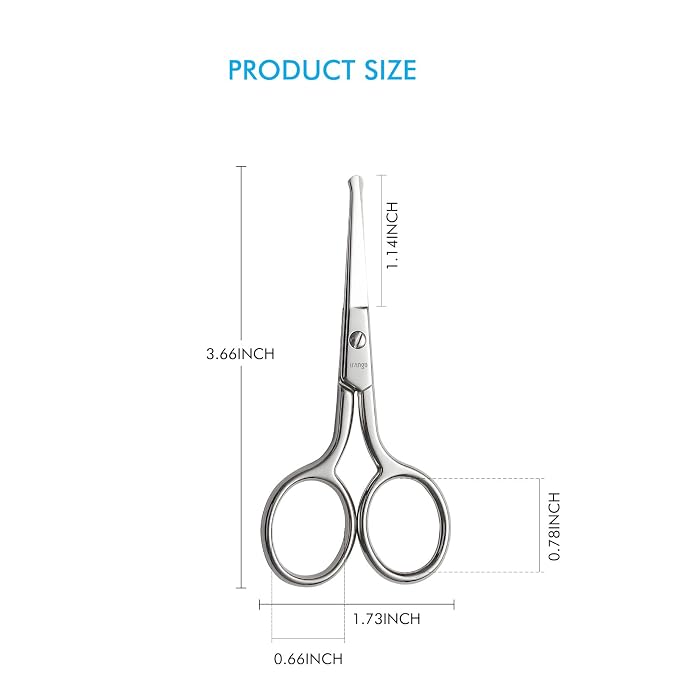 LIVINGO Premium Manicure Rounded Tip Scissors Multi-purpose Stainless Steel Cuticle Pedicure Beauty Grooming Kit for Nail, Eyebrow, Eyelash, Dry Skin, Nose Hair 3.5 inch