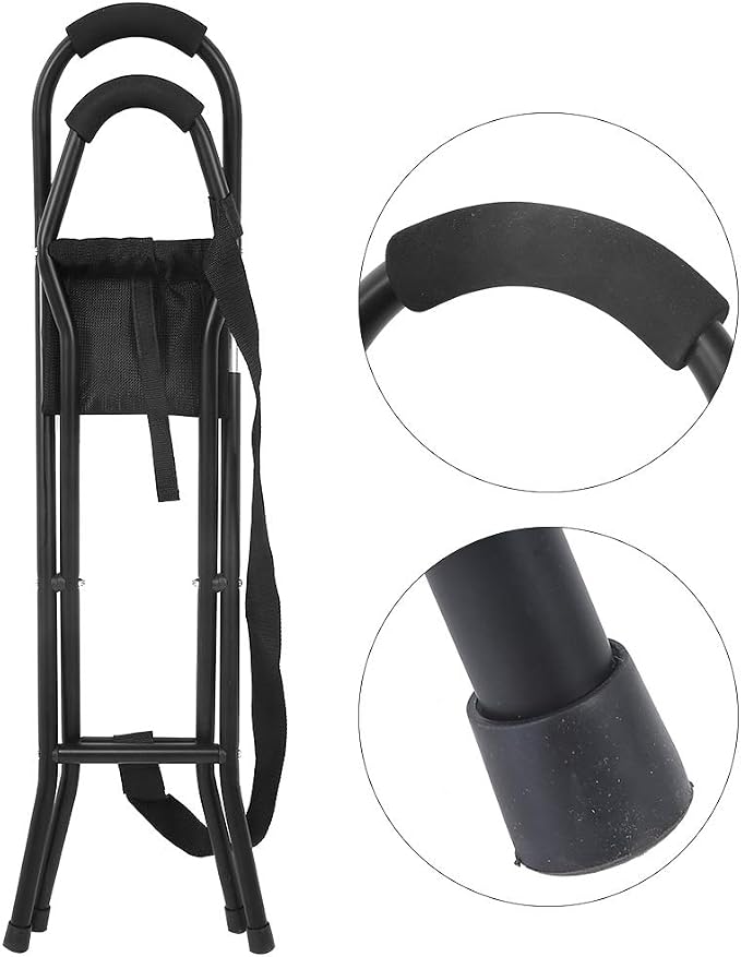 Foldable Cane seat, Foldable Travel seat Cane Stool Portable Lightweight Walking Chair with seat Travel Stool Cane Travel Stool Cane for Seniors Walking Stick with seat Load 113kg