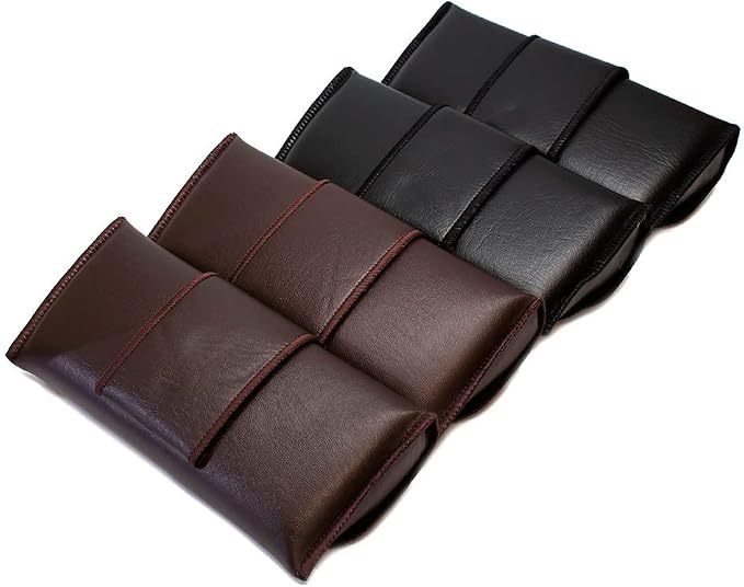 Calabria Double Snap Belt Loop Eyeglass Case PU Leather Black Brown 4Pack Vintage Eye Glasses Pouch SemiHard Sunglass Holder