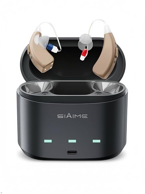 Hearing Aids for Seniors Rechargeable Invisible Behind The Ear Design with 24H Battery DSP Noise Reduction OTC Hearing Aids for Mild to Moderate Hearing Loss Easy Volume Control Not Amplifiers