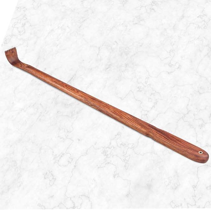 Tomorotec Wooden Back Scratcher 17 Inch Long Handle for Men Women Yellow | Thicken Extended Rosewood Handcrafted Itch Relief Body Massager for Elderly Seniors Dad Mom Christmas Stocking Stuffer