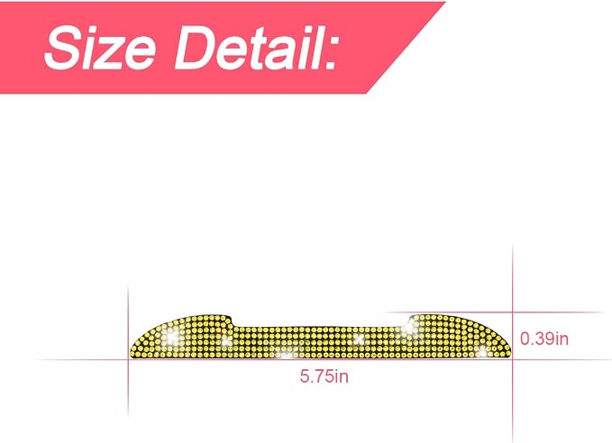 4PCS Bling Car Door Handle Scratch Protector, Yellow | 5.75x0.39 Inch, Universal fit, side panels/mirror edges, stainless steel, rhinestones, adhesive backing, exterior accessories