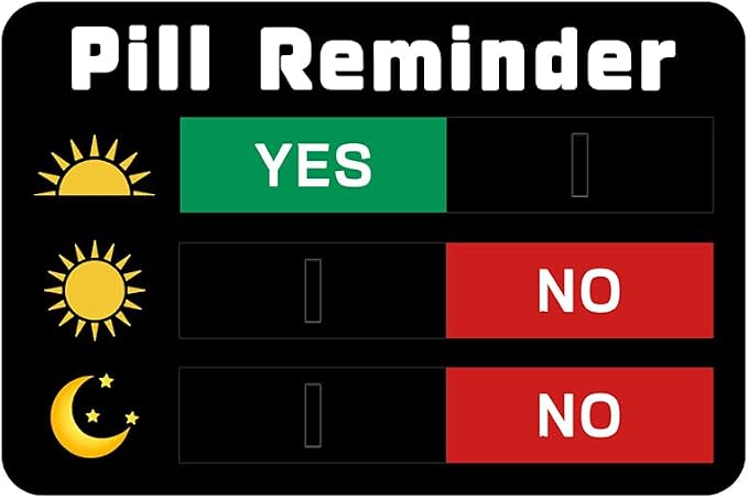 Pill Reminder, Pill Tracker AM NOON PM, Acrylic Reminder Slider for Fridge, Pill Reminder Magnet, Magnetic and Adhesive Sticker Option-5.9x3.9 inches