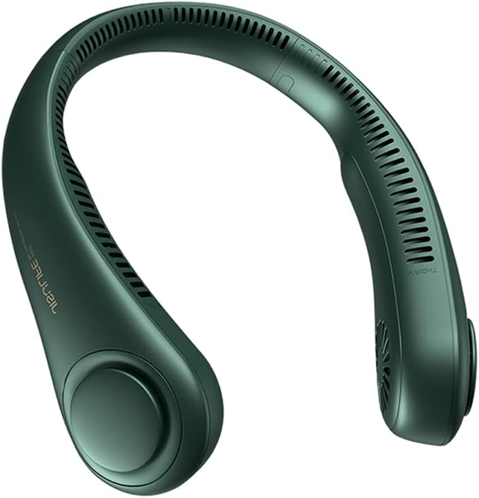 JISULIFE Neck Fan Portable, Personal Wearable Fan with Battery Rechargeable, Bladeless Travel Cooling Design with Powerful Wind, 3 Speeds, Quiet, Gifts for Men/Women/Friends - Green