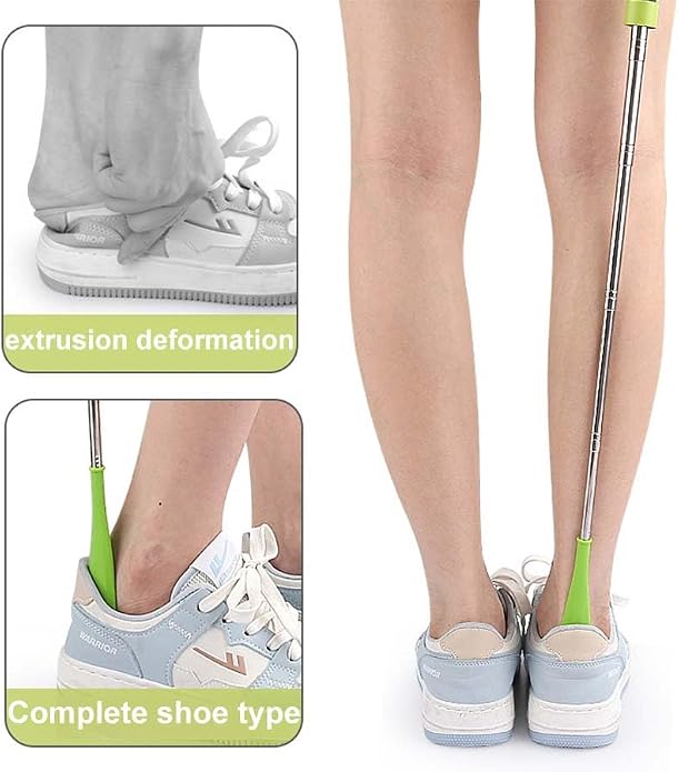 Shoe Horn Retractable Stainless Steel Long-Handle Foldable Shoe Puller for Seniors Extended Travel Pregnant Women 1 Pack