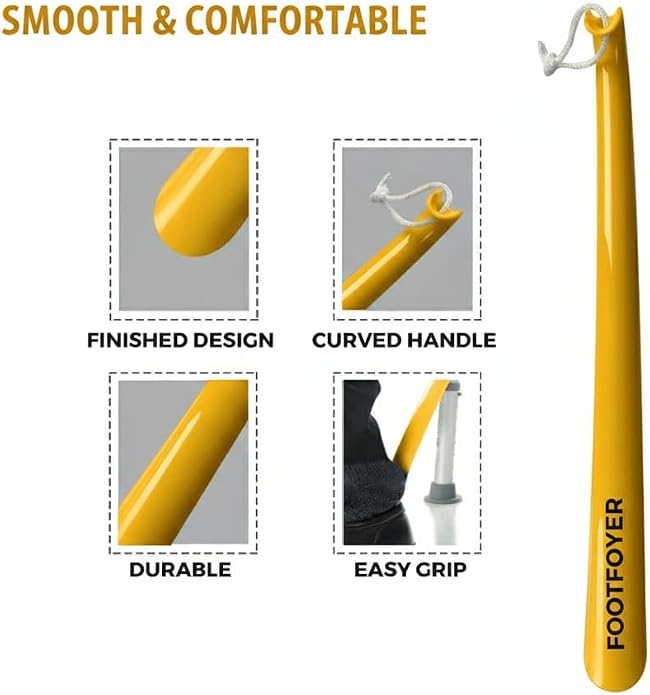 Long shoehorn that is comfortable to wear and has a handle is ideal for both men and women