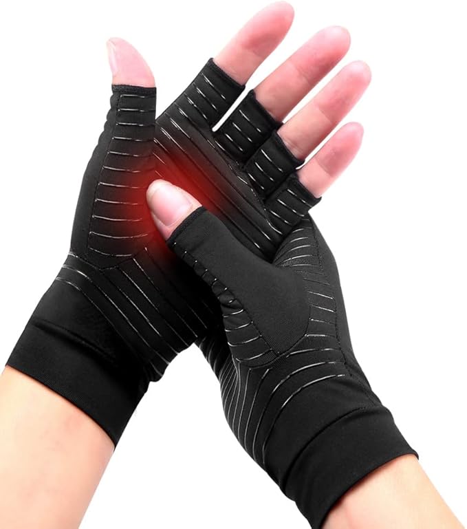 Copper Arthritis Gloves for Women Men, Fingerless Breathable & Moisture Wicking Arthritis Compression Gloves for Computer Typing and Dailywork of Hands joint Support (X-Large)