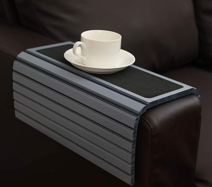 GEHE Couch Arm Tray Table, Flexible/Foldable Sofa Arm Tray, Couch Armrest Table Cup Holder Great for Drinks Snacks Remote Control, Portable Side Table and Anti-Slip Bottom