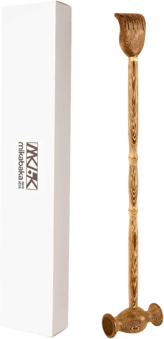 Back Scratcher with Massage Hammer, 100% Natural Wood Finger-Like Back Scratchers for Adults Men Women,19Inch Thicken Extended with Body Massager,Strong&Sturdy Gifts for Senior(5- Vase style)