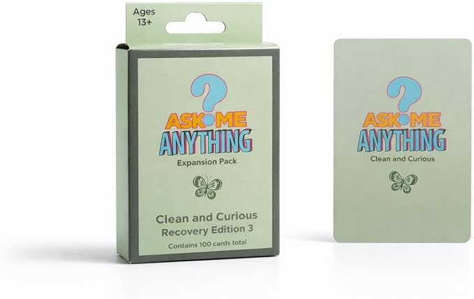 ASKMEANYTHING Recovery Card Game Clean & Curious Edition – Fun & Thought-Provoking Sobriety Cards for Reflection, Connection & Group Conversations – Light Recovery Game for Adults